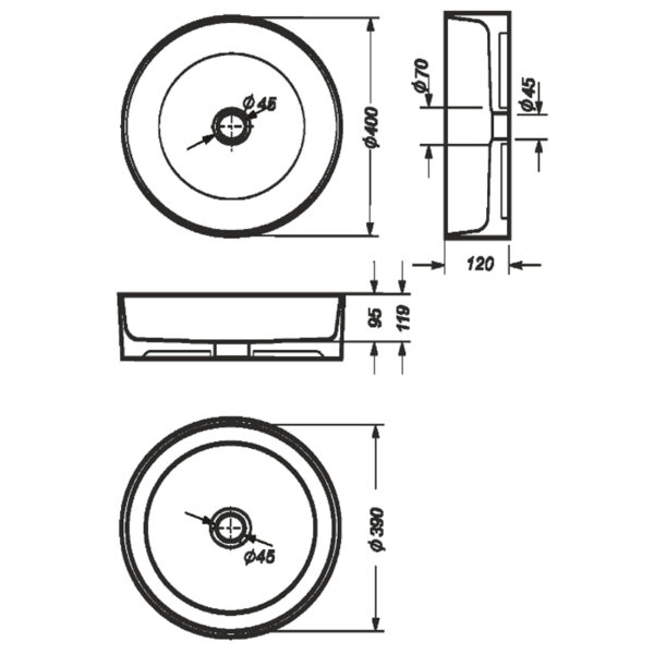 Раковина Sanita Luxe Best Slim, накладная, белая BST40SLWB01S