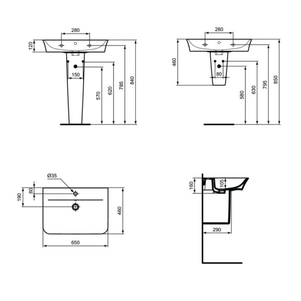 Полуколонна Ideal Standard CONNECT AIR с крепежом