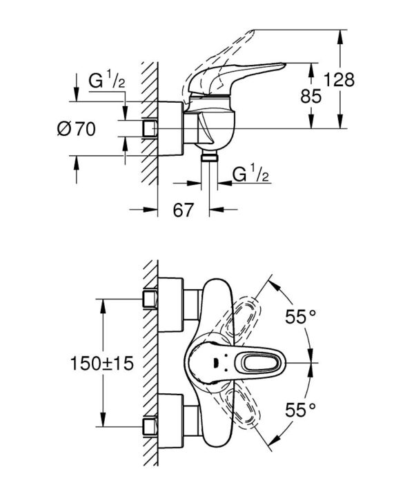 Смеситель для душа Grohe Eurostyle Белая луна