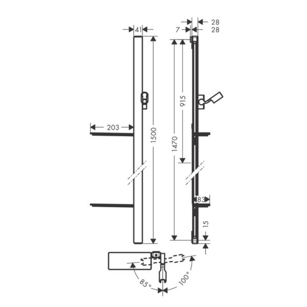 Душевая штанга Hansgrohe Unica E 150 см со шлангом, черный хром