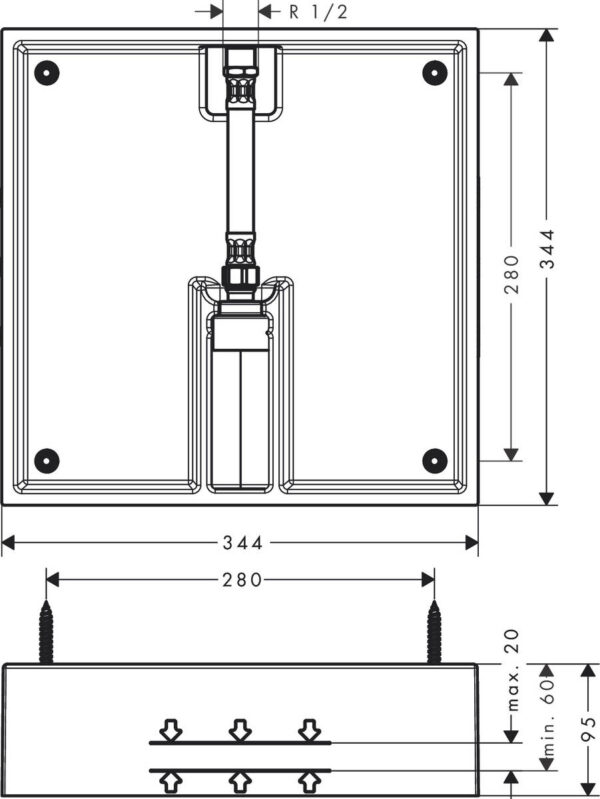 Скрытая часть для Hansgrohe Raindance E Air 1jet, 400 x 400 мм