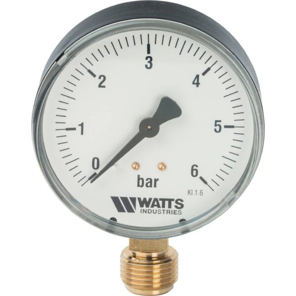 10007790(03.20.206)(M1-80 0-6BAR) Watts F+R200(MDR) 80/6x1/2 Манометр радиальный 80 мм, 0-6 бар.