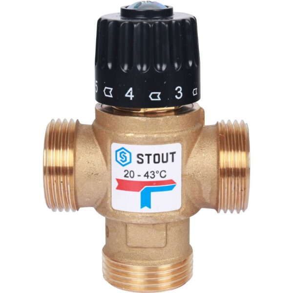 SVM-0120-254325 STOUT Термостатический смесительный клапан для систем отопления и ГВС. G 1” M, 20-43