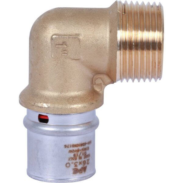 SFP-0011-000126 STOUT Угольник-переходник с наружной резьбой 1 х26 для металлопластиковых труб пресс