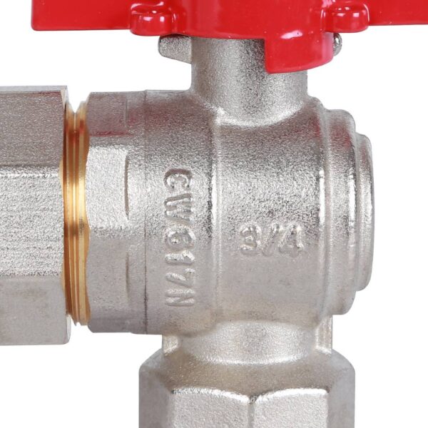 RBV-0006-0610220 ROMMER Шаровой кран угловой с американкой 3/4 ВН/НР, ручка бабочка