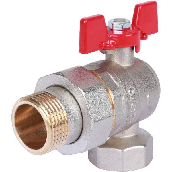 RBV-0006-0610225 ROMMER Шаровой кран угловой с американкой 1 ВН/НР, ручка бабочка