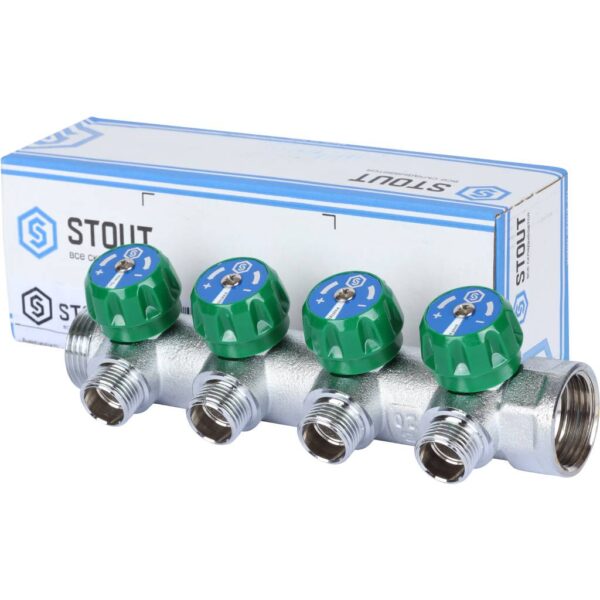 SMB-6850-011204 STOUT Коллектор регулирующий 1 , 4 отвода 1/2