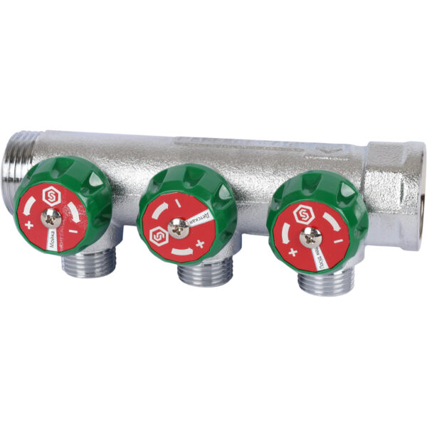 SMB-6849-341203 STOUT Коллектор регулирующий 3/4 , 3 отвода 1/2 плоское уплотнение