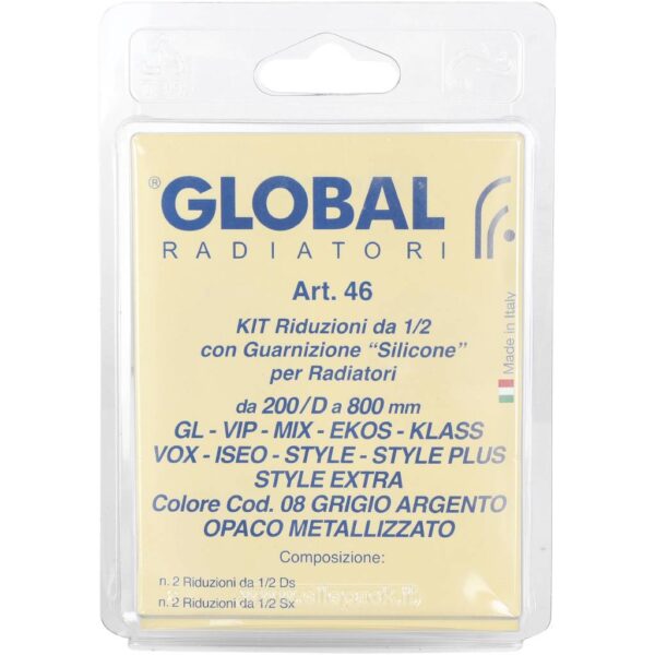 011046 08 Global KIT 1/2 Присоединительный набор для радиатора (цвет cod.08 grigio argento opaco met
