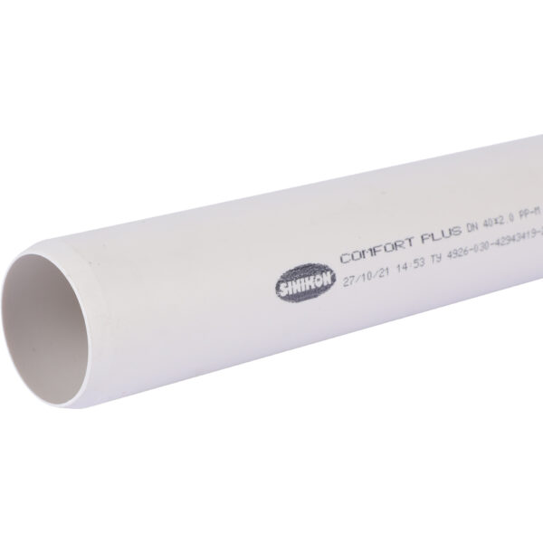 Труба канализационная Sinikon COMFORT PLUS DN40 x 2,0 PN0,5 L0,25м PP-H, белая, шумопоглощающая