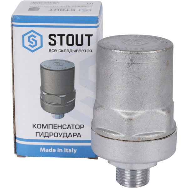 STOUT Компенсатор гидроудара, нар.р., 1/2 , покрытие - хром