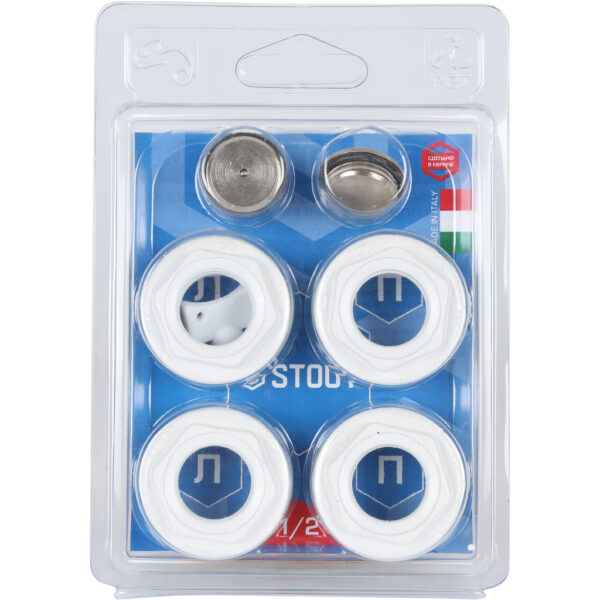 SKU-0111-000112 STOUT Универсальный монтажный комплект для подключения радиатора 1/2 RAL 9016 (ALPH