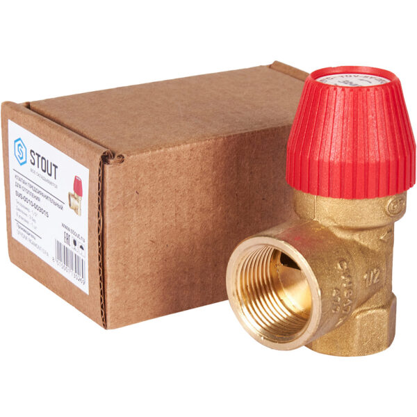 SVS-0010-003015 STOUT Клапан предохранительный для отопления 3 бар 1/2 x3/4 (477.132)