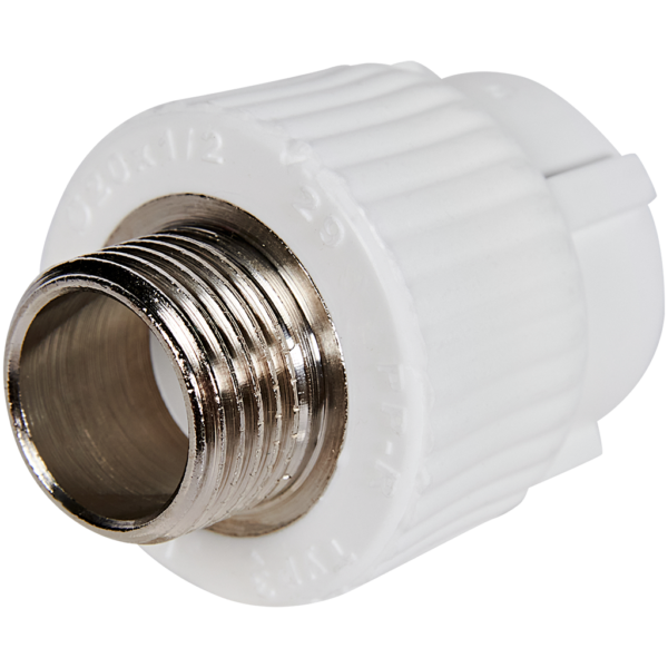 PA23008P Pro Aqua d= 20-1/2 PP-R Муфта комбинированная НР Белая