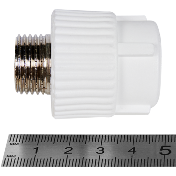 PA23008P Pro Aqua d= 20-1/2 PP-R Муфта комбинированная НР Белая