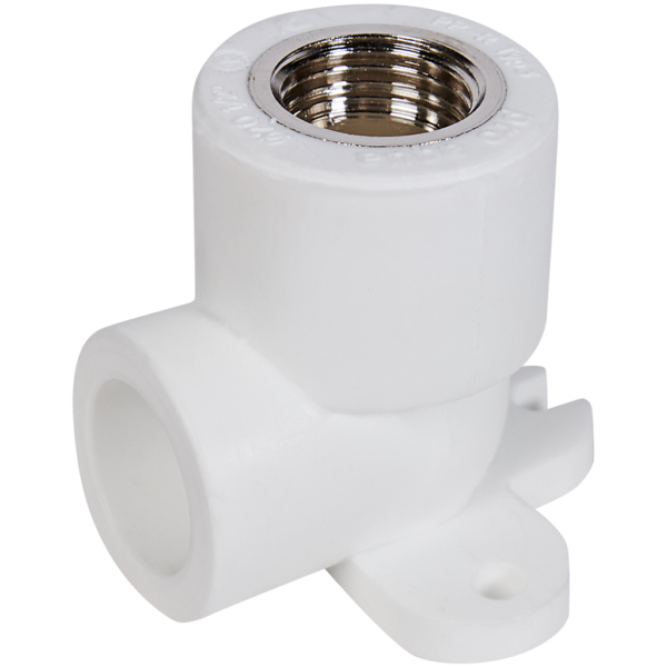 PA28008P Pro Aqua d=20-1/2 PP-R Угольник с креплением комбинированный ВР Белый