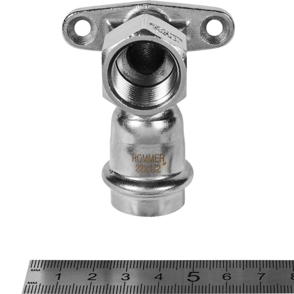 RSS-0011-002212 ROMMER Угольник настенный с креплением ВПр-ВР, 22х1/2, из нержавеющей стали прессово