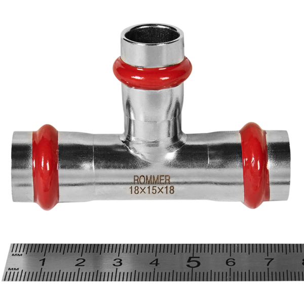 RSS-0014-181518 ROMMER Тройник переходной ВПр, 18х15х18, из нержавеющей стали прессовой