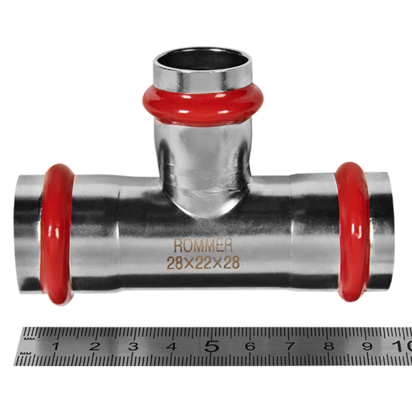 RSS-0014-282228 ROMMER Тройник переходной ВПр, 28х22х28, из нержавеющей стали прессовой