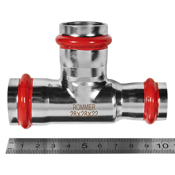 RSS-0014-282822 ROMMER Тройник переходной ВПр, 28х28х22, из нержавеющей стали прессовой