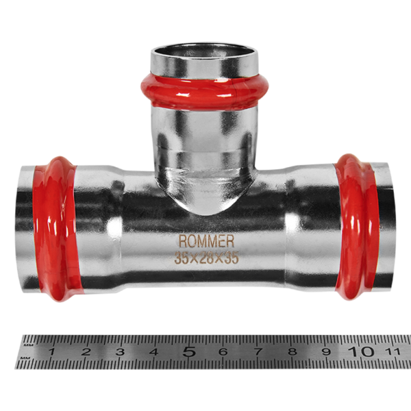 RSS-0014-352835 ROMMER Тройник переходной ВПр, 35х28х35, из нержавеющей стали прессовой