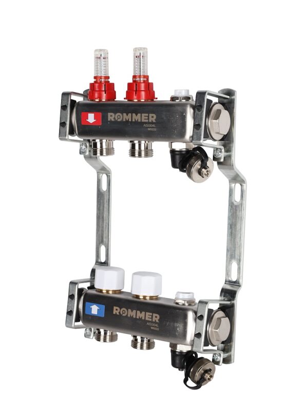 RMS-1201-000002 ROMMER Коллектор из нержавеющей стали с расходомерами, с клапаном вып. воздуха и сли