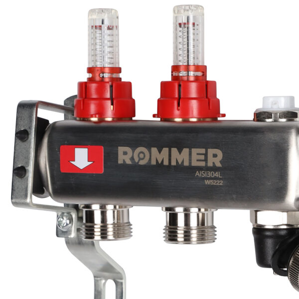 RMS-1201-000002 ROMMER Коллектор из нержавеющей стали с расходомерами, с клапаном вып. воздуха и сли