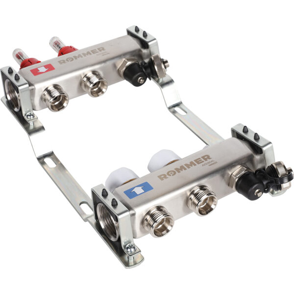 RMS-1201-000002 ROMMER Коллектор из нержавеющей стали с расходомерами, с клапаном вып. воздуха и сли