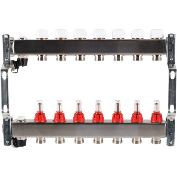 RMS-1201-000007 ROMMER Коллектор из нержавеющей стали с расходомерами, с клапаном вып. воздуха и сли
