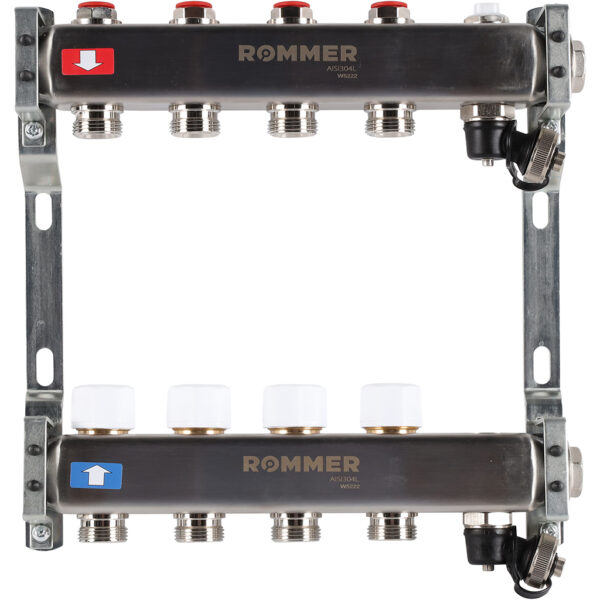 RMS-3201-000004 ROMMER Коллектор из нержавеющей стали без расходомеров, с клапаном вып. воздуха и сл