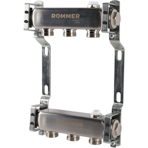 RMS-4401-000003 ROMMER Коллектор из нержавеющей стали для радиаторной разводки 3 вых.