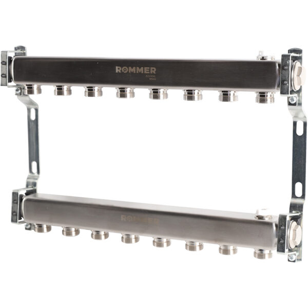 RMS-4401-000008 ROMMER Коллектор из нержавеющей стали для радиаторной разводки 8 вых.