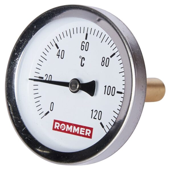RIM-0001-635015 ROMMER Термометр биметаллический с погружной гильзой. Корпус Dn 63 мм, гильза 50 мм