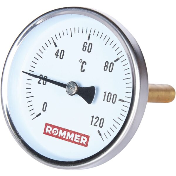 RIM-0001-801015 ROMMER Термометр биметаллический с погружной гильзой. Корпус Dn 80 мм, гильза 100 мм