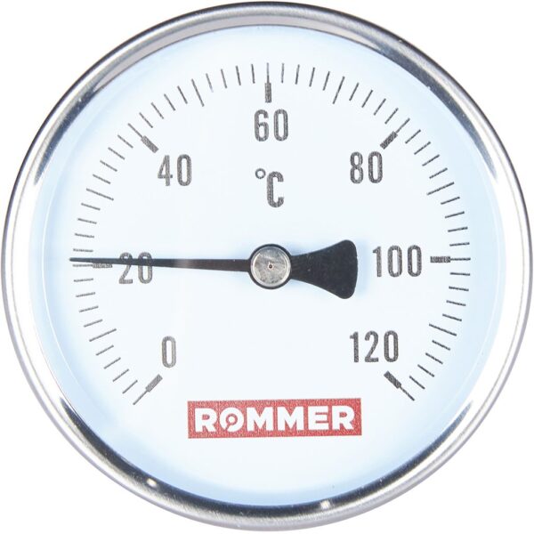 RIM-0001-801015 ROMMER Термометр биметаллический с погружной гильзой. Корпус Dn 80 мм, гильза 100 мм