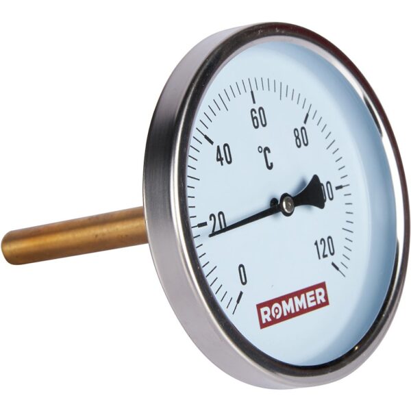 RIM-0001-101015 ROMMER Термометр биметаллический с погружной гильзой. Корпус Dn 100 мм, гильза 100 м
