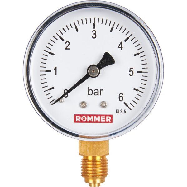 RIM-0010-630608 ROMMER Манометр радиальный. Корпус Dn 63 мм 1/4 , 0...6 бар, кл.2.5