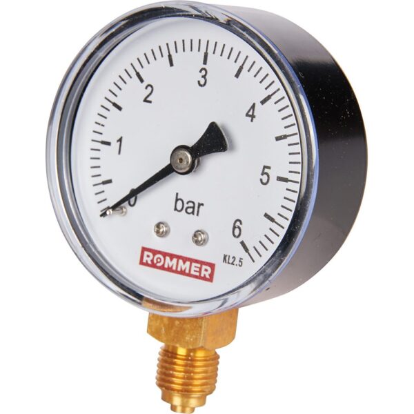 RIM-0010-630608 ROMMER Манометр радиальный. Корпус Dn 63 мм 1/4 , 0...6 бар, кл.2.5