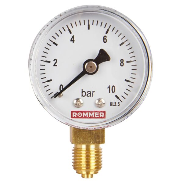 RIM-0010-501008 ROMMER Манометр радиальный. Корпус Dn 50 мм 1/4 , 0...10 бар, кл.2.5