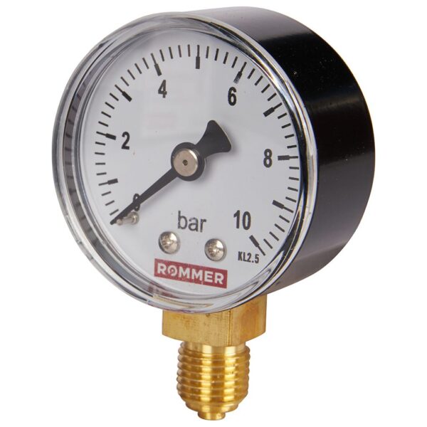 RIM-0010-501008 ROMMER Манометр радиальный. Корпус Dn 50 мм 1/4 , 0...10 бар, кл.2.5
