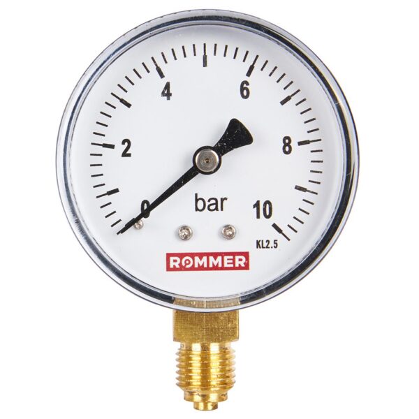 RIM-0010-631008 ROMMER Манометр радиальный. Корпус Dn 63 мм 1/4 , 0...10 бар, кл.2.5