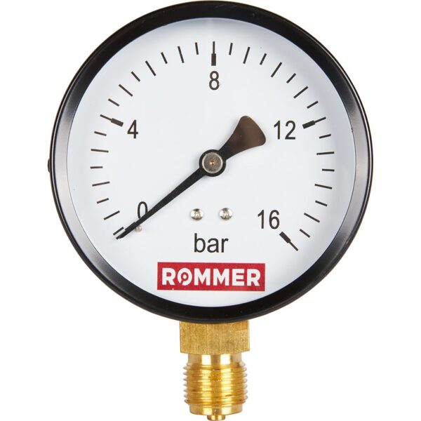 RIM-0010-101615 ROMMER Манометр радиальный. Корпус Dn 100 мм 1/2 , 0...16 бар, кл.2.5