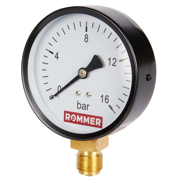 RIM-0010-101615 ROMMER Манометр радиальный. Корпус Dn 100 мм 1/2 , 0...16 бар, кл.2.5
