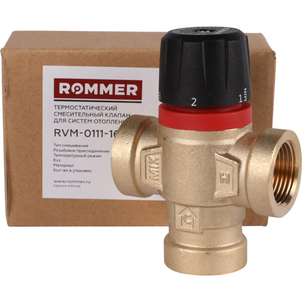 RVM-0111-164320 ROMMER Термостатический смесительный клапан для систем отопления и ГВС 3/4 ВР20-43°С