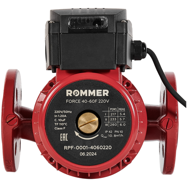 RPF-0001-4060220 ROMMER Насос циркуляционный FORCE фланцевый трехскоростной 40-60F 220V