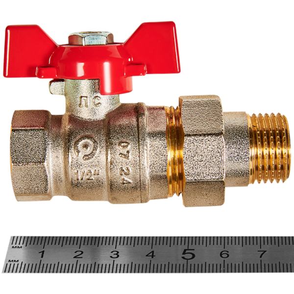 RBV-0005-2510215 ROMMER Кран шаровой с американкой, ВР/НР, ручка бабочка 1/2