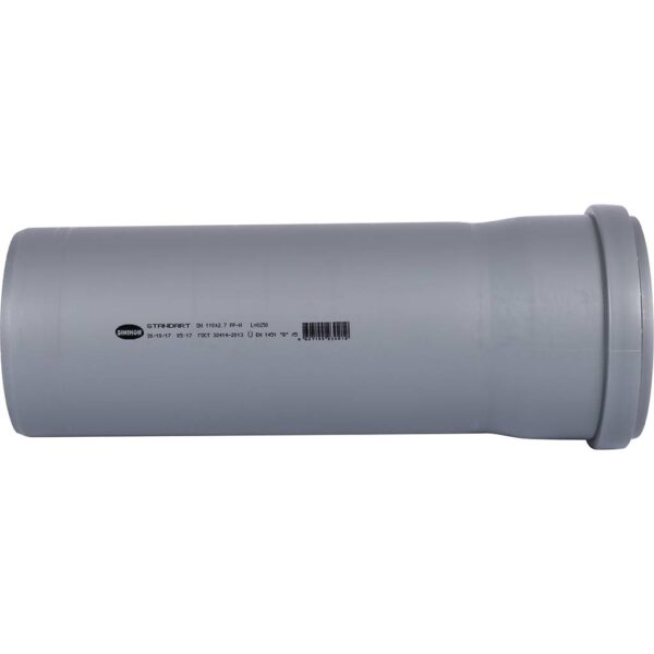 Труба канализационная Sinikon Стандарт DN110 x 2,7 PN1L0,25м, PP-H, серая