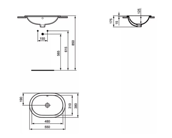 Раковина Ideal Standard Connect 550х380, белая