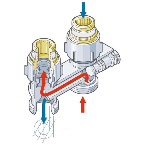 Узел нижнего подключения 1/2"-3/4", PN10, Simplex US D1/50, прямой(с ниппелями), перекрестный узел