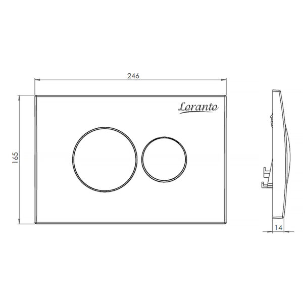 Кнопка смыва Loranto механическая, двойная, хром глянцевый